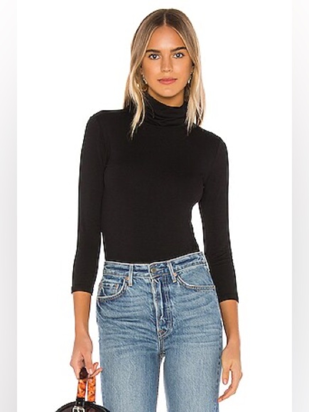 🆕 L'AGENCE Aida Turtleneck Velvet Bodysuit in Black Size XS 5556FUW One Piece